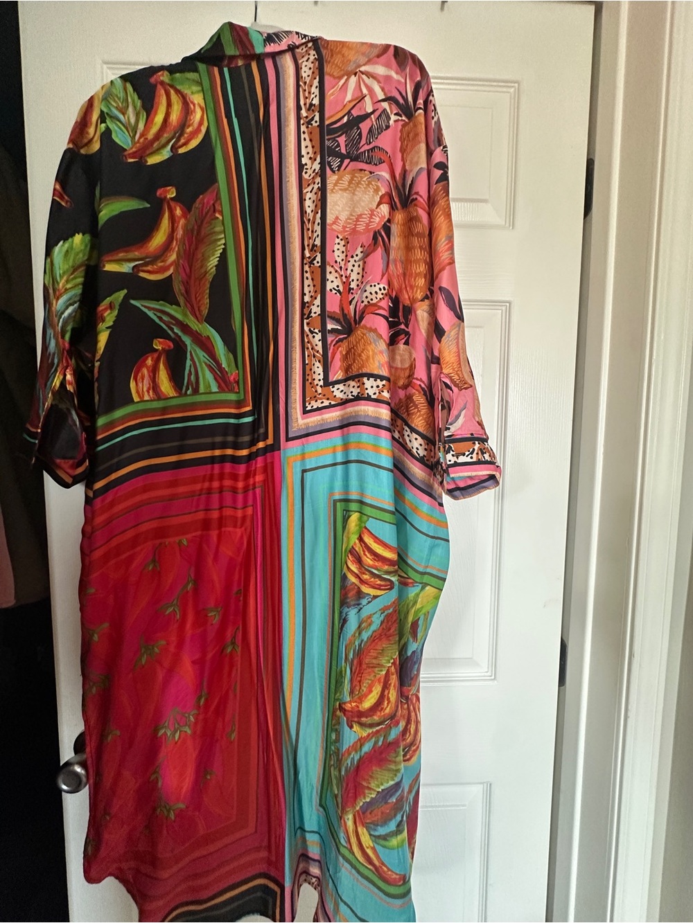 FARM Rio Mixed Scarves Colorful Long Sleeve Button Front Shirtdress - Picture 5 of 5